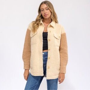 Mystree Cream and Tan Sherpa Jacket